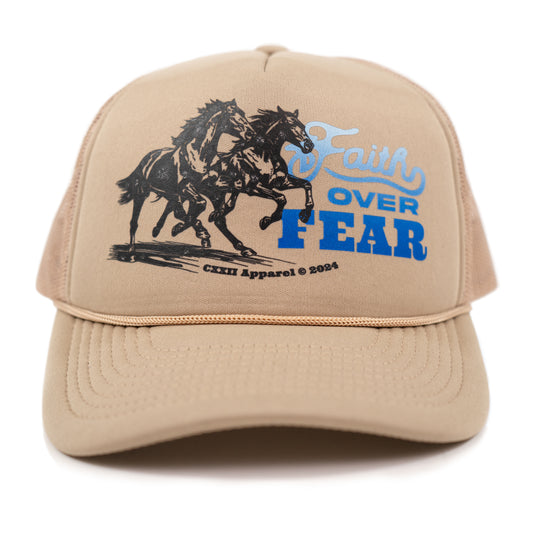 Faith Over Fear Khaki Foam Trucker