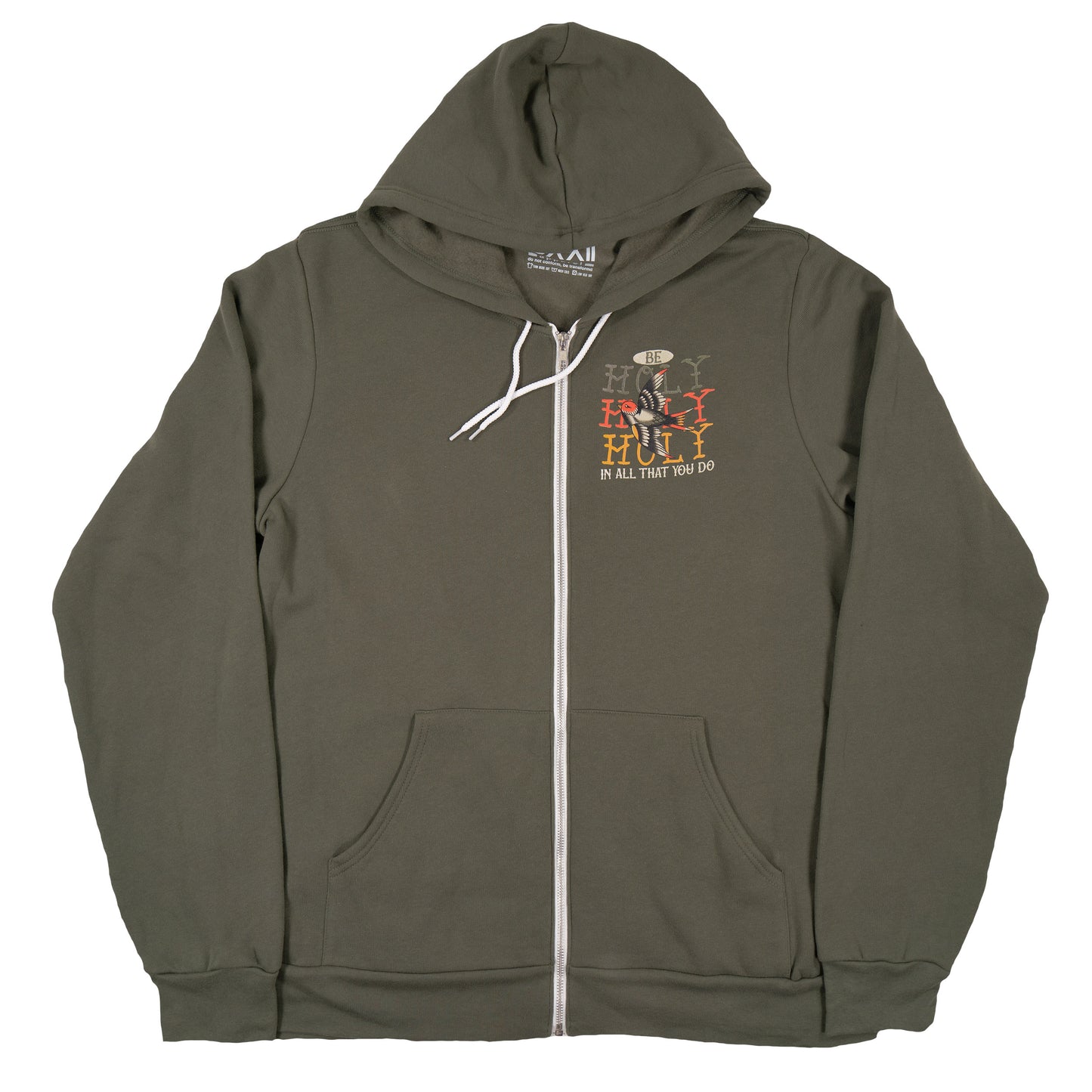 Holy,Holy,Holy Military Green Zip-Up Hoodie