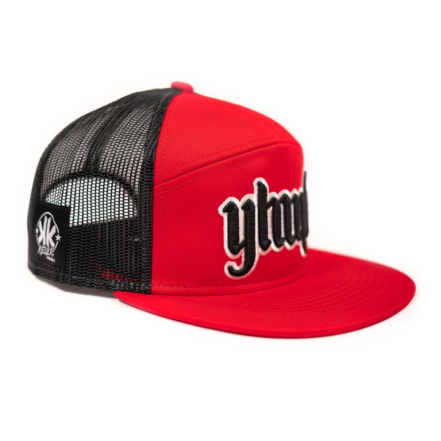 YHWH 7 Panel Trucker Hat - Red