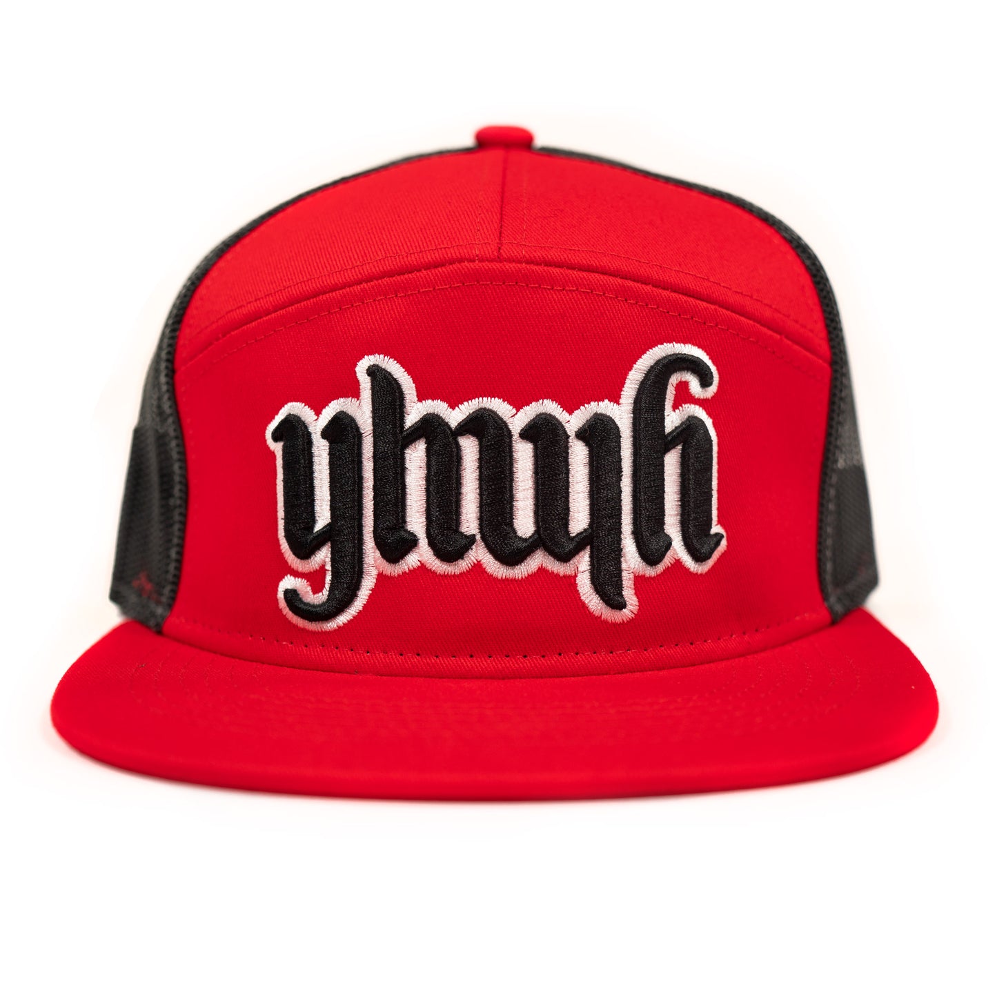 YHWH 7 Panel Trucker Hat - Red